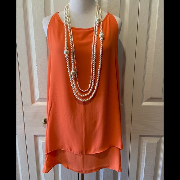 Gorgeous Coral Two-Layer Top by Alice Collection - Picture 2 of 12